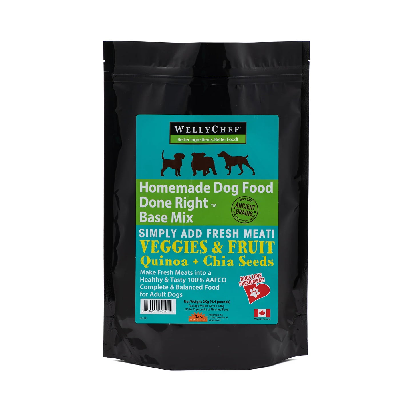 Wellychef Veggie and Fruit Quinoa Chia Dog food Base Mix - 5kg