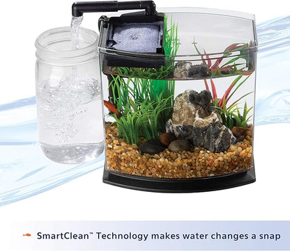 Aqueon LED MiniBow Small Aquarium Fish Tank Kit with SmartClean Technology, Blue, 1 Gallon