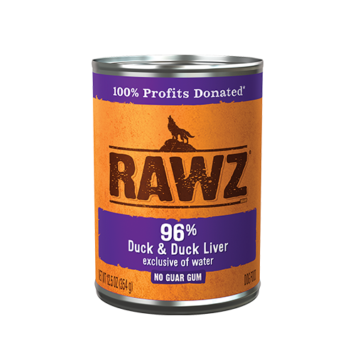 RAWZ® 96% DUCK & DUCK LIVER WET DOG FOOD 12.5oz